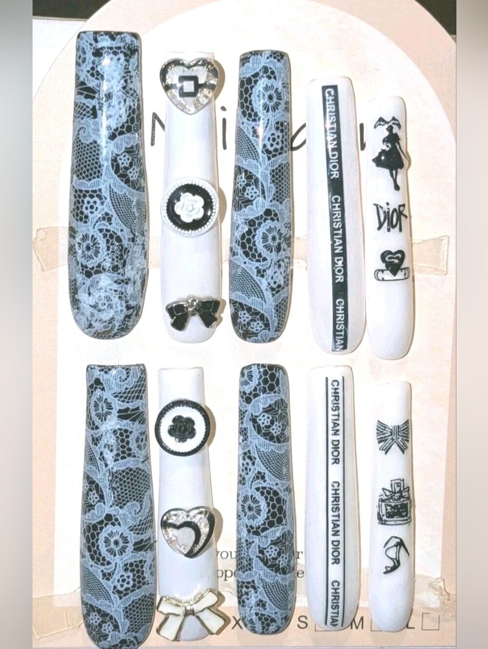 Hand crafted custom print 10pc 3xl acrylic press on nails sz medium